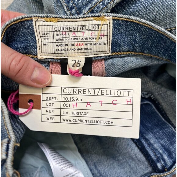NWT CURRENT ELLIOTT Hatch Maternity Boyfriend Distressed Denim Jeans Size 25 - Picture 11 of 13